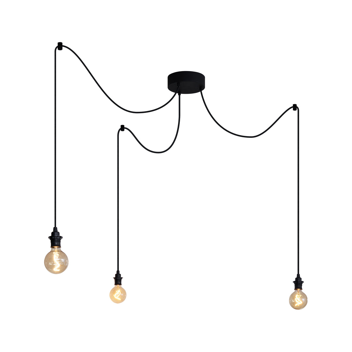 QAZQA Buiten hanglamp zwart 3-lichts IP44 - Cava