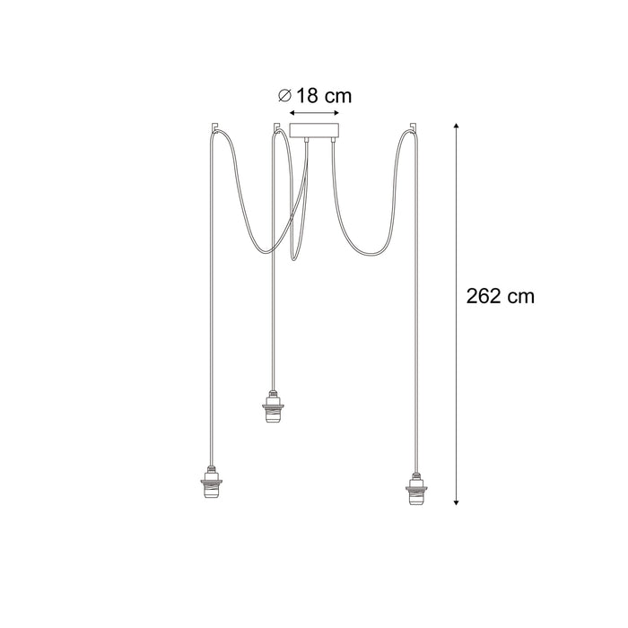 QAZQA Buiten hanglamp zwart 3-lichts IP44 - Cava