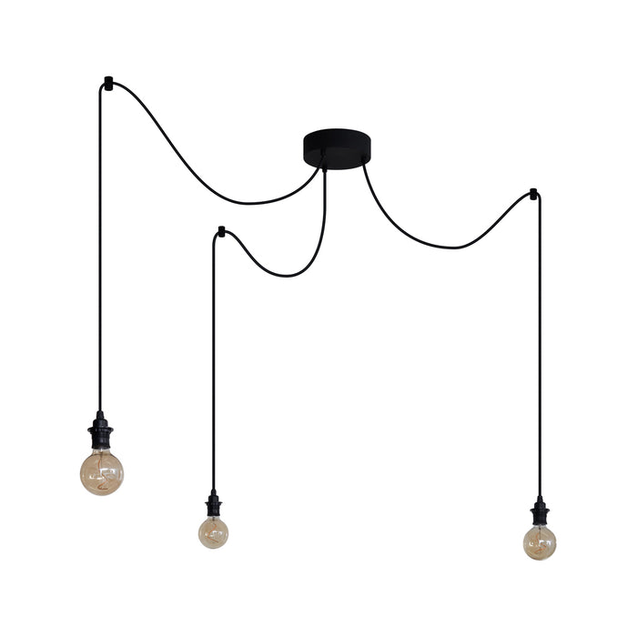 QAZQA Buiten hanglamp zwart 3-lichts IP44 - Cava