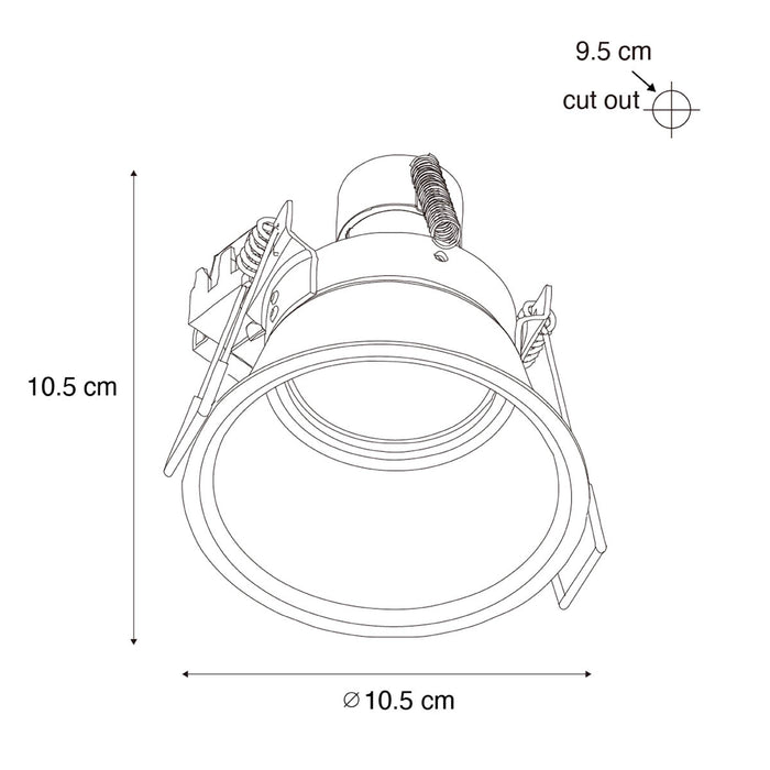 QAZQA Set van 6 moderne inbouwspots zwart met goud GU10 70mm IP44 -