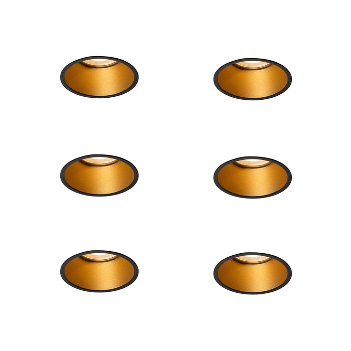 QAZQA Set van 6 moderne inbouwspots zwart met goud GU10 50mm IP44 -