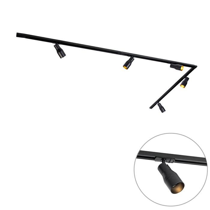 QAZQA Modern railsysteem met 5 spots zwart 1-fase - Iconic Kohua