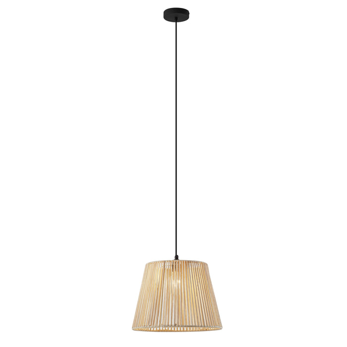 QAZQA Buiten hanglamp zwart met beige kap van touw IP44 - Cava Jayla