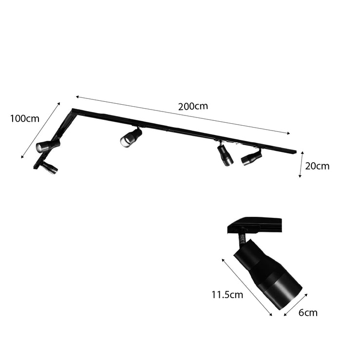 QAZQA Modern railsysteem met 5 spots zwart 1-fase - Iconic Kohua