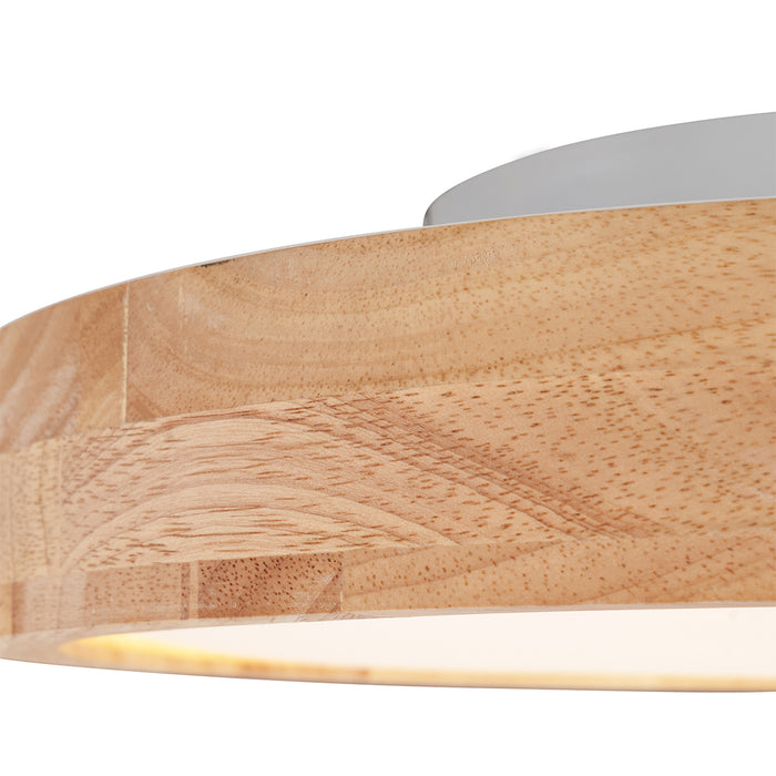 QAZQA Scandinavische plafondlamp hout 40cm incl. LED dimbaar - Pecker