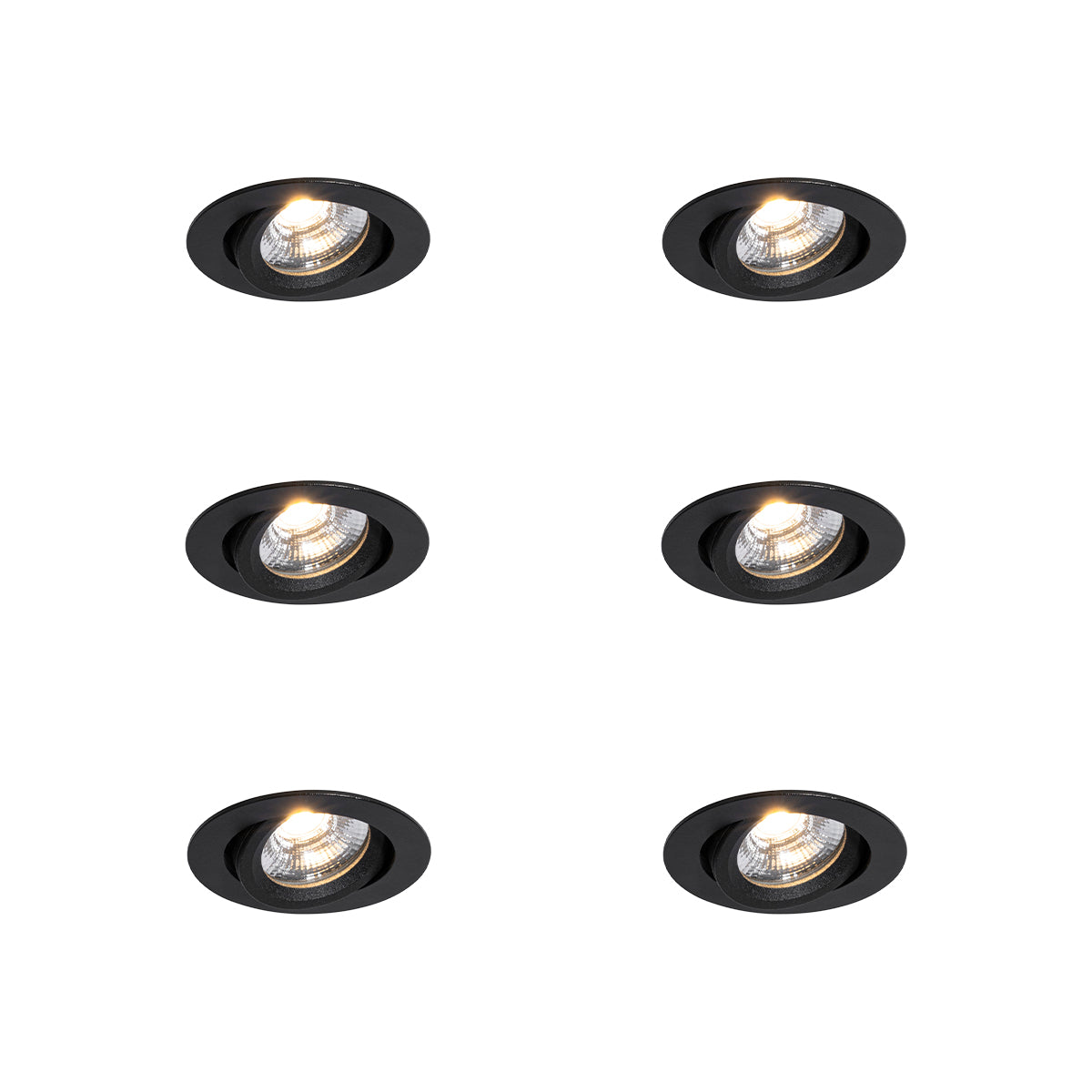 QAZQA Set van 6 inbouwspots zwart kantelbaar 8,2cm incl. LED dim to