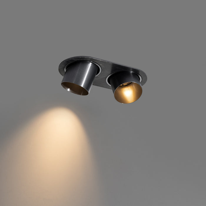 QAZQA Set van 6 inbouwspots gunmetal GU10 50mm 2-lichts - Installa