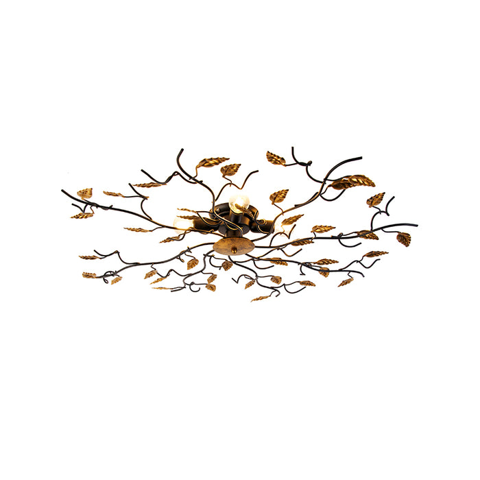 QAZQA Smart plafondlamp zwart met goud 80 cm 4-lichts incl. 4 Wifi