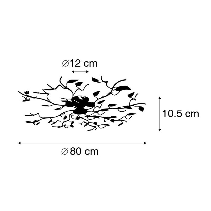 QAZQA Smart plafondlamp zwart met goud 80 cm 4-lichts incl. 4 Wifi
