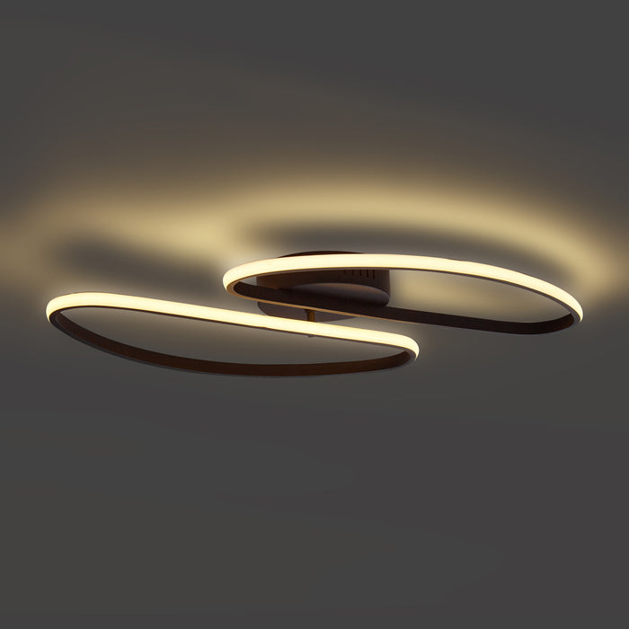 QAZQA Design plafondlamp mat zwart 65 cm 3-staps dimbaar 2-lichts -