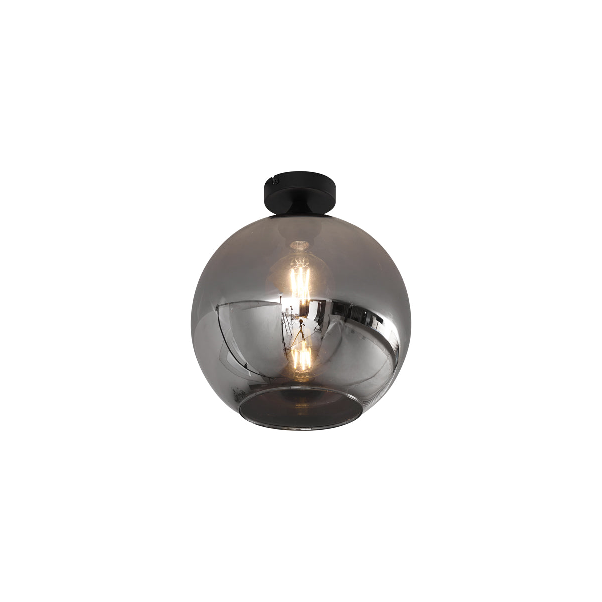 QAZQA Art Deco plafondlamp zwart met smoke glas - Sandra