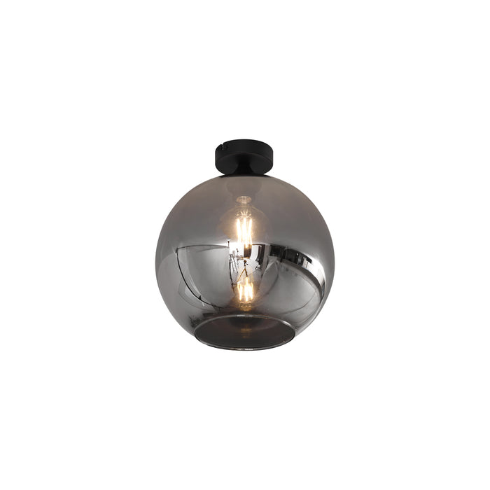 QAZQA Art Deco plafondlamp zwart met smoke glas - Sandra