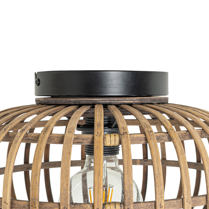 QAZQA Smart plafondlamp zwart met bamboe incl. Wifi G95 - Amira