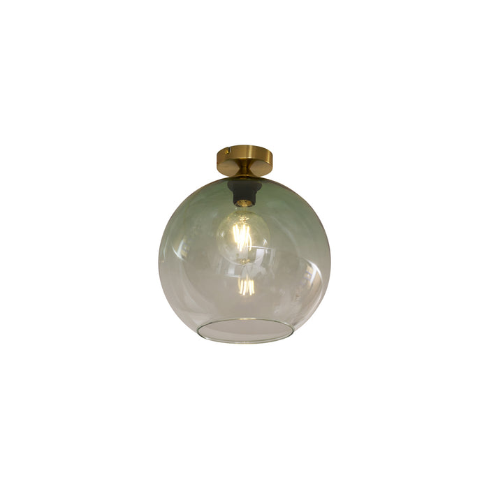 QAZQA Art Deco plafondlamp messing met groen glas - Sandra
