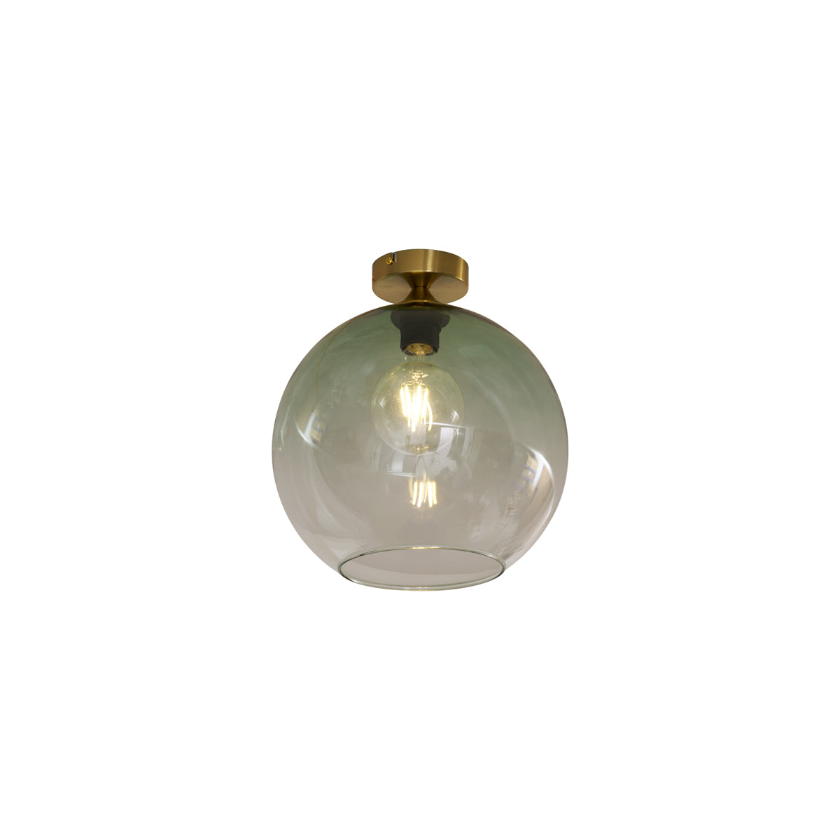 QAZQA Art Deco plafondlamp messing met groen glas - Sandra