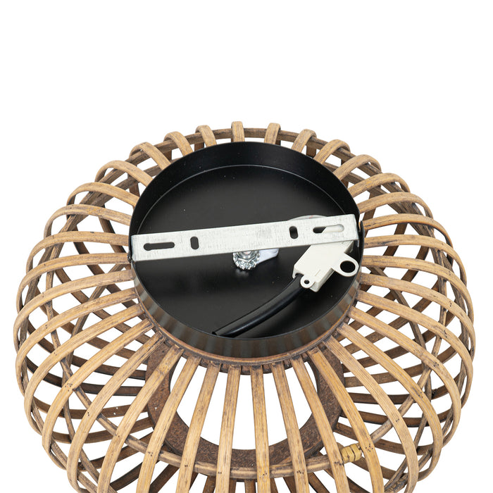 QAZQA Smart plafondlamp zwart met bamboe incl. Wifi G95 - Amira