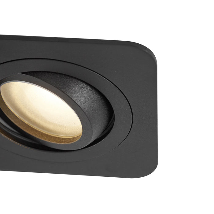 QAZQA Afgeronde inbouwspot zwart GU10 50mm draai- en kantelbaar IP44