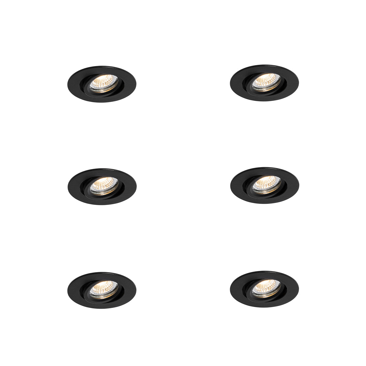 QAZQA Set van 6 inbouwspots zwart kantelbaar 6,5cm incl. LED IP54