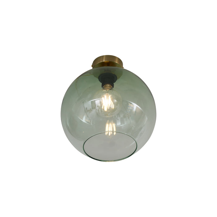 QAZQA Art Deco plafondlamp messing met groen glas - Sandra