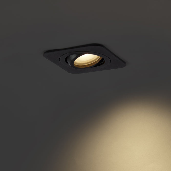 QAZQA Afgeronde inbouwspot zwart GU10 50mm draai- en kantelbaar IP44