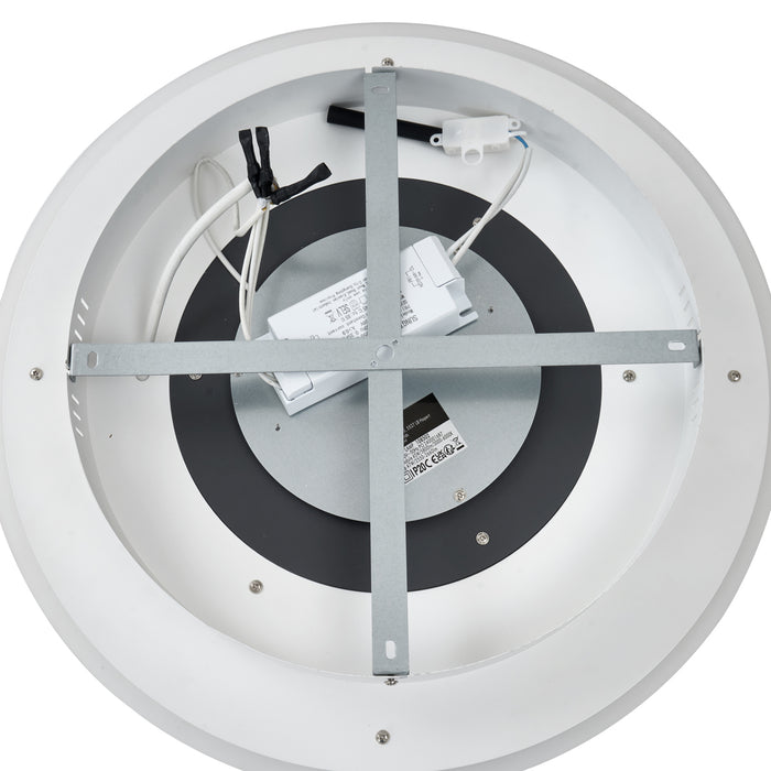 QAZQA Design plafondlamp wit met donkergrijs rond incl. LED dimbaar -