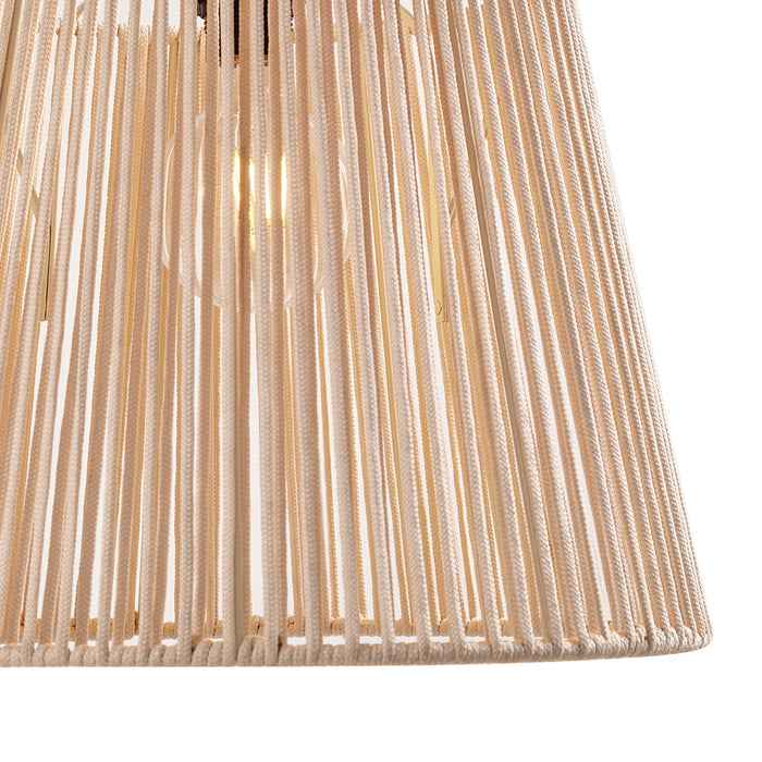 QAZQA Buiten hanglamp zwart met beige kappen van touw 3-lichts IP44 -