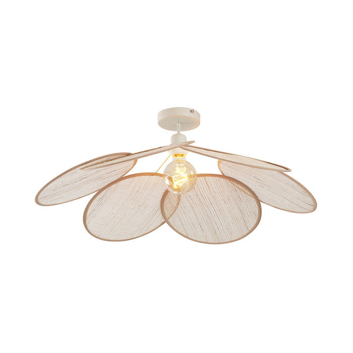 QAZQA Japandi plafondlamp crème met linnen kap - Aisha