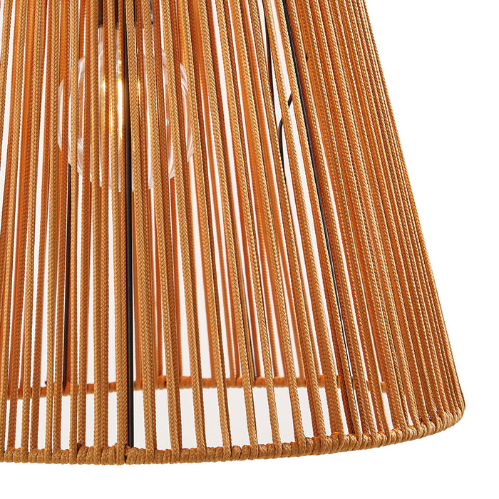 QAZQA Buiten hanglamp zwart met oranje kappen van touw 3-lichts IP44