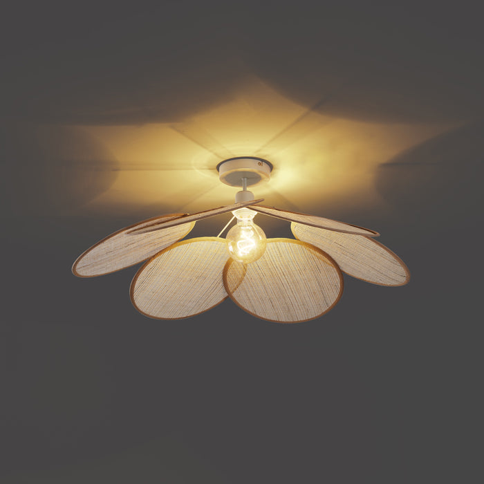 QAZQA Japandi plafondlamp crème met linnen kap - Aisha