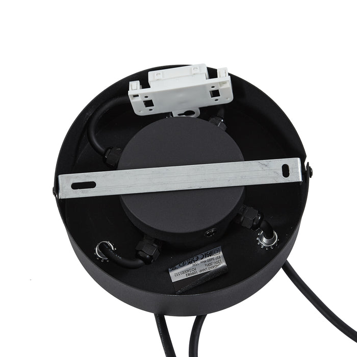 QAZQA Buiten hanglamp zwart met zwarte kap van touw 3-lichts IP44 -