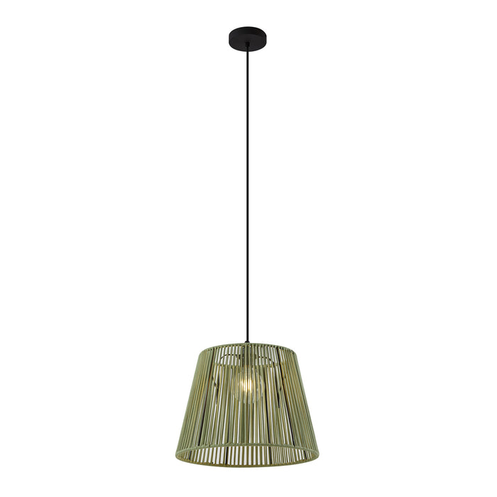 QAZQA Buiten hanglamp zwart met groene kap van touw IP44 - Cava Jayla