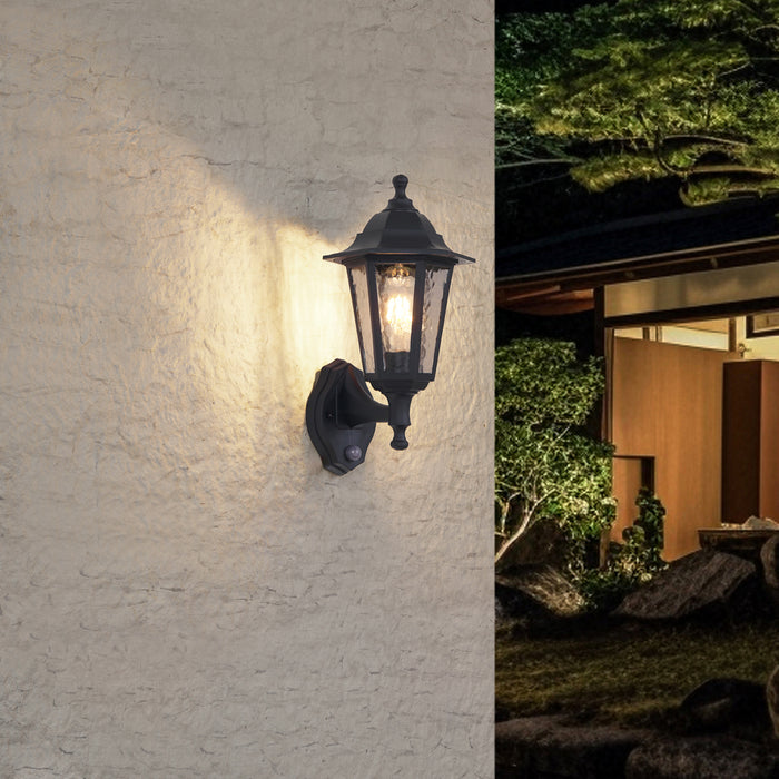 QAZQA Buiten wandlamp zwart met bewegingssensor IP44 - New Haven