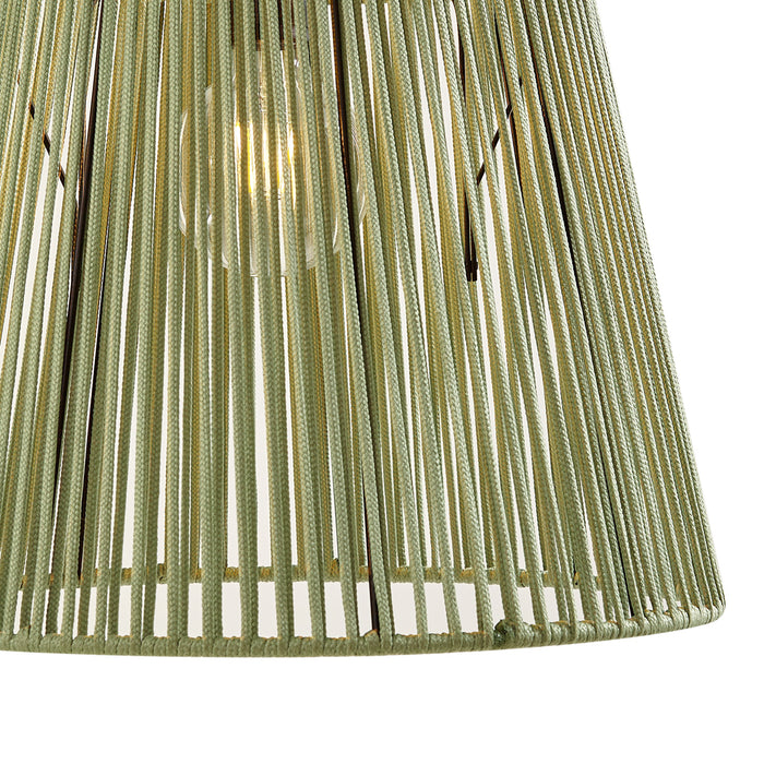 QAZQA Buiten hanglamp zwart met groene kappen van touw 3-lichts IP44