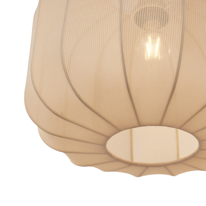 QAZQA Japandi hanglamp zwart en goud met beige kap 3-lichts - Pluni