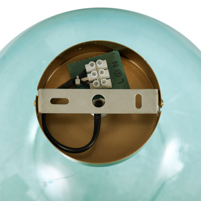 QAZQA Art Deco plafondlamp messing met blauw glas - Sandra