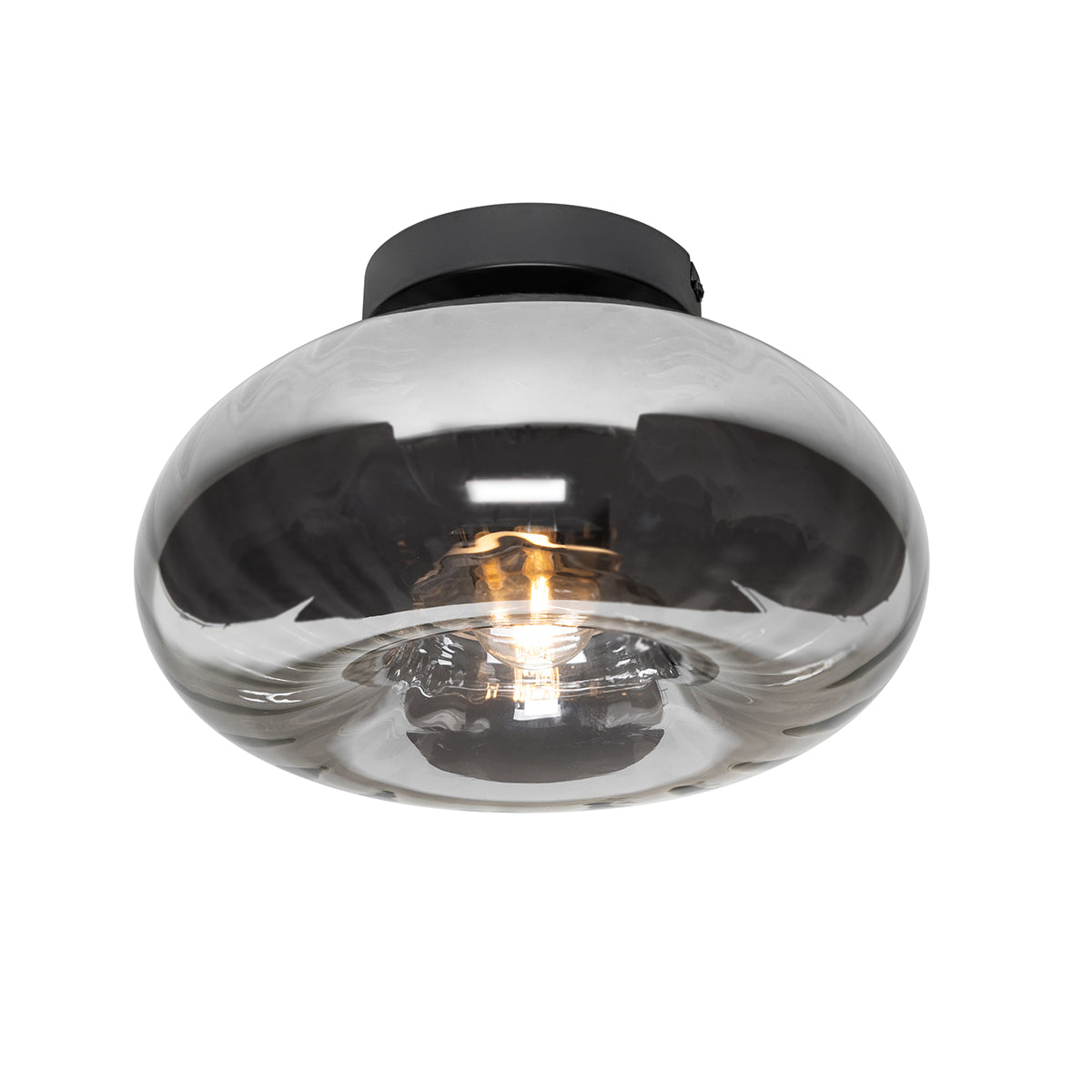 QAZQA Smart plafondlamp zwart met smoke glas incl. Wifi P45 - Ayesha