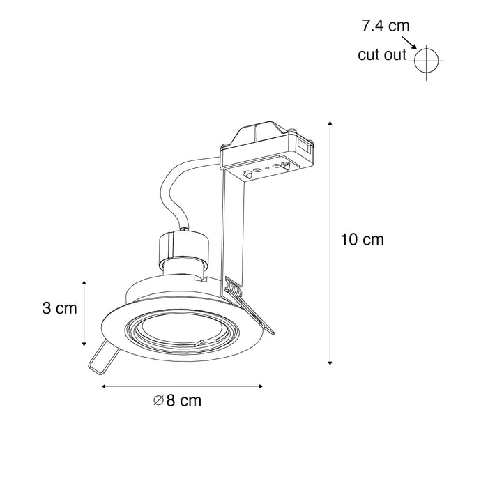 QAZQA Set van 6 moderne inbouwspots gunmetal GU10 50mm rond