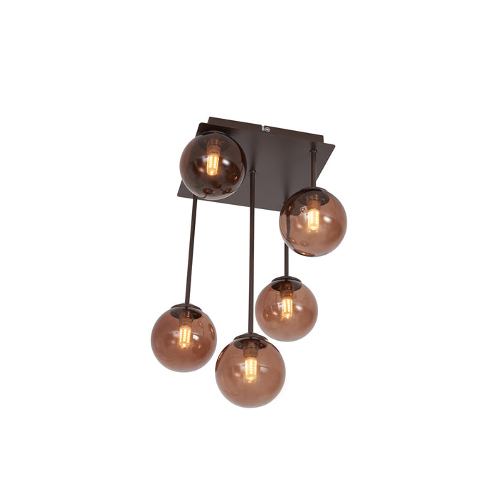QAZQA Design plafondlamp brons met brons glas 5-lichts - Athens