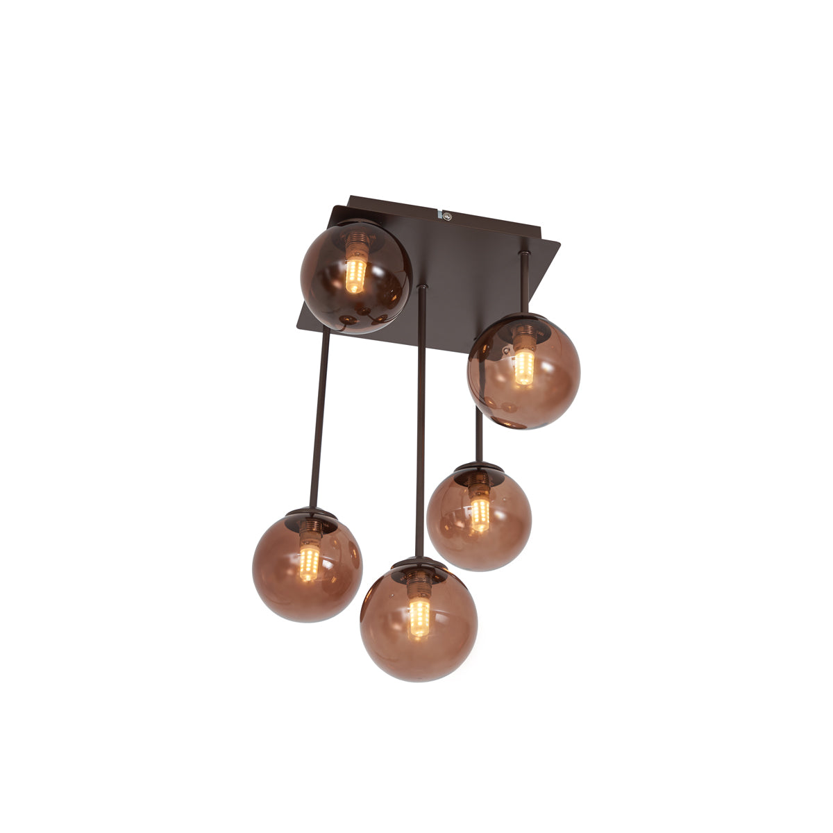 QAZQA Design plafondlamp brons met brons glas 5-lichts - Athens