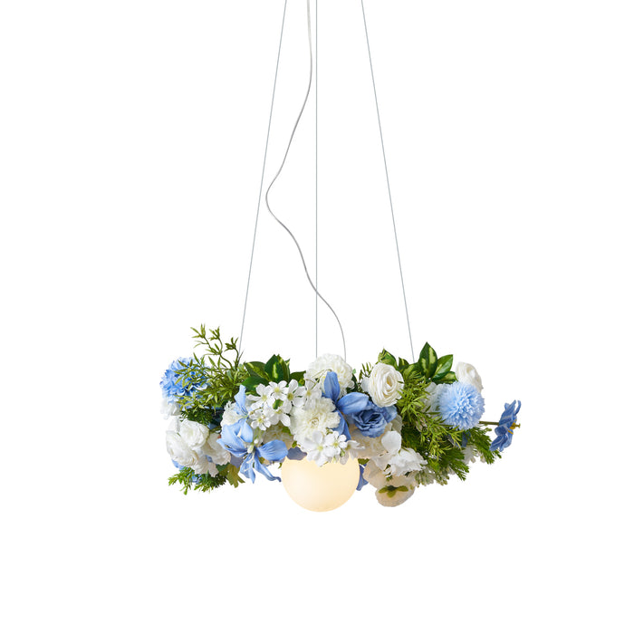 QAZQA Bohemian hanglamp zwart met gekleurde bloemen blauw en wit -