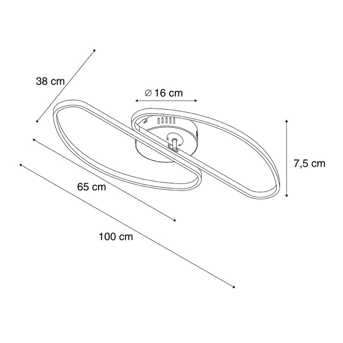 QAZQA Design plafondlamp zwart 100cm incl. LED 3-staps dimbaar