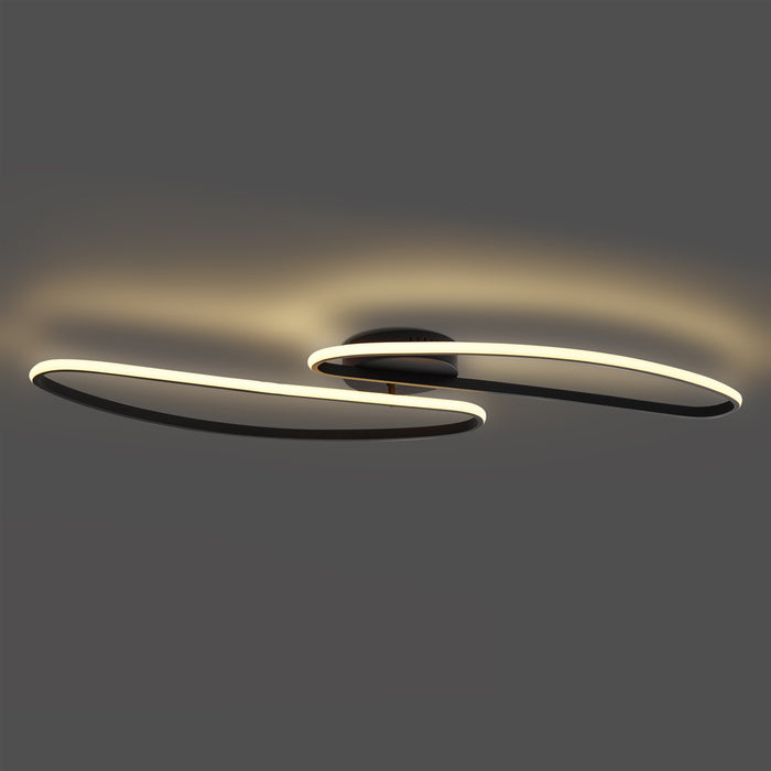 QAZQA Design plafondlamp zwart 100cm incl. LED 3-staps dimbaar
