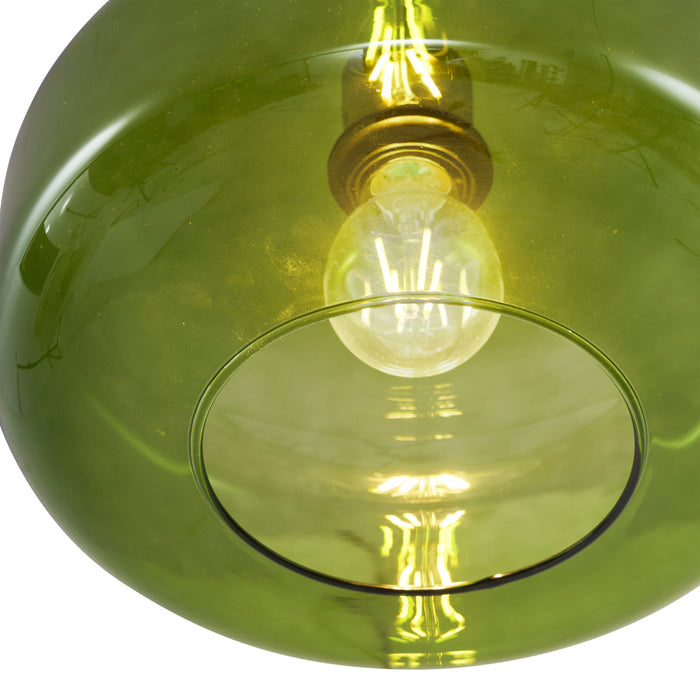 QAZQA Retro hanglamp zwart met groen glas - Bizle