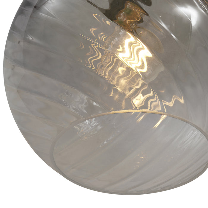 QAZQA Hanglamp brons met smoke amber en groen glas rond 4-lichts -