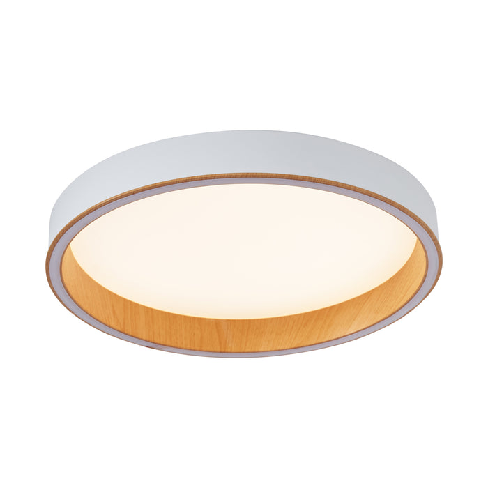 QAZQA Design plafondlamp wit met hout 40cm incl. LED 3-way switch -