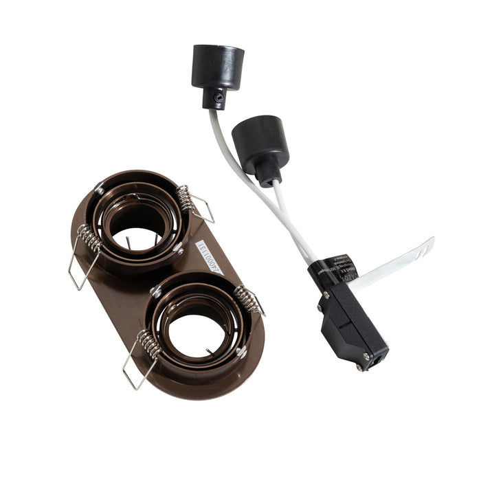 QAZQA Set van 6 inbouwspots donkerbrons GU10 35mm kantelbaar 2-lichts