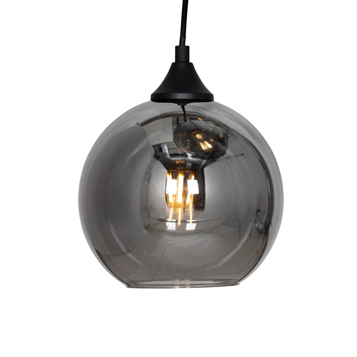 QAZQA Smart hanglamp zwart met smoke glas rond 7-lichts incl. 7 Wifi