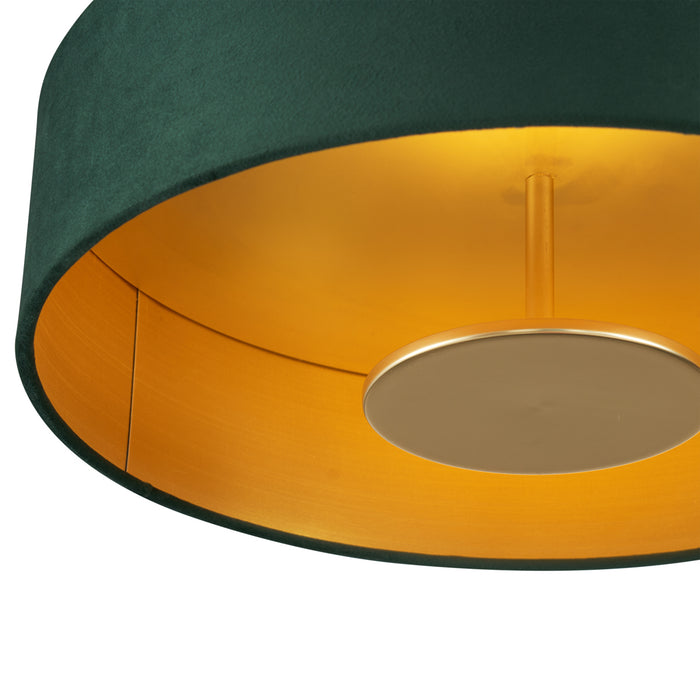 QAZQA Moderne plafondlamp groen velours incl. LED 3-staps dimbaar -