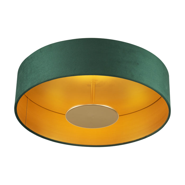 QAZQA Moderne plafondlamp groen velours incl. LED 3-staps dimbaar -