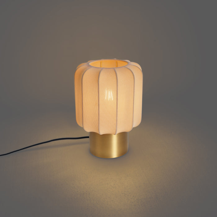 QAZQA Japandi tafellamp goud met beige kap - Pluni